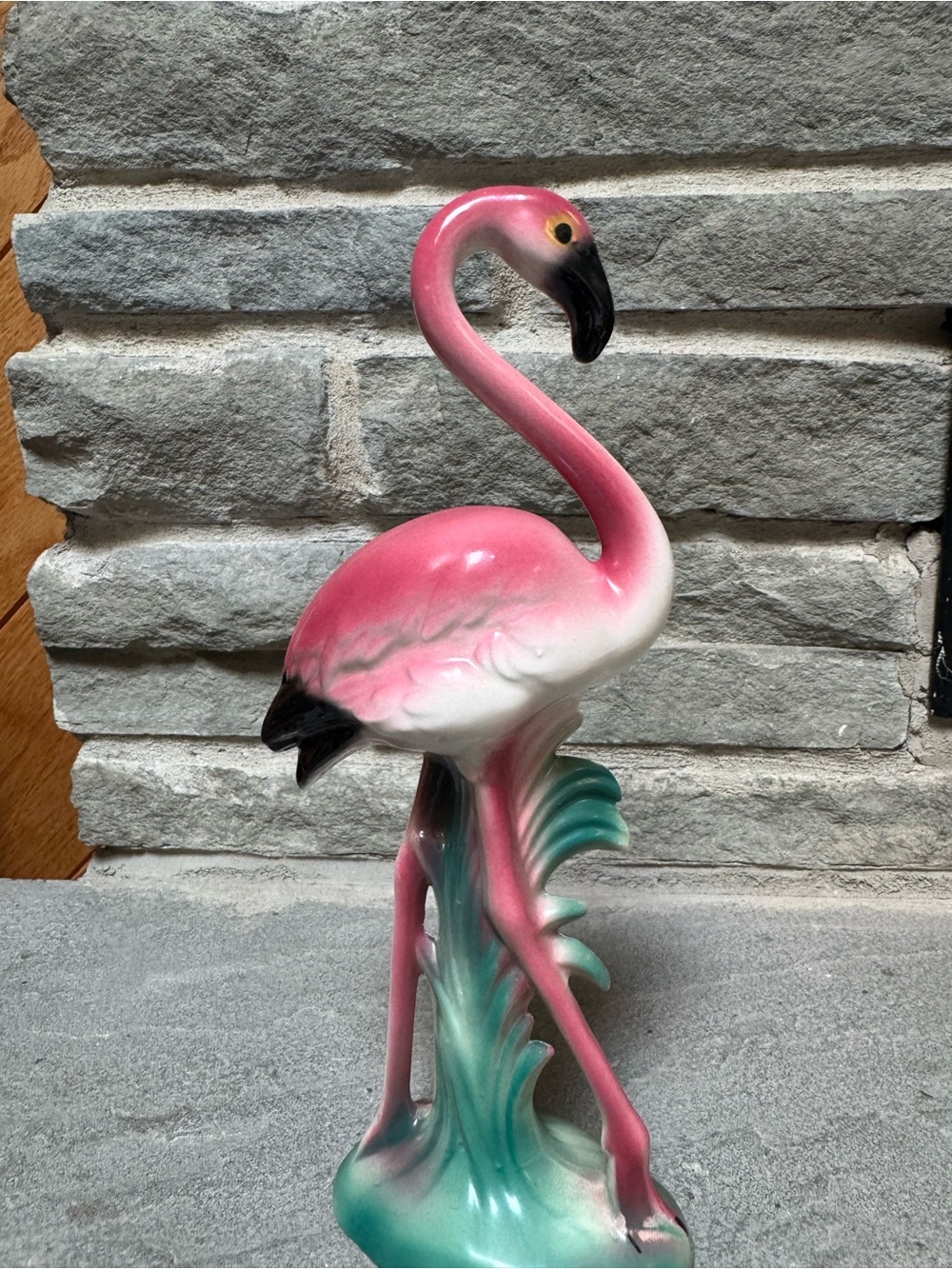 Vintage Pink Flamingo Bird Figurine - Decorative Garden Statue